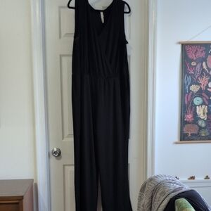 NY Collection Black Waist Black Jumpsuit